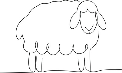 sheep One continuous line drawing vector illustration