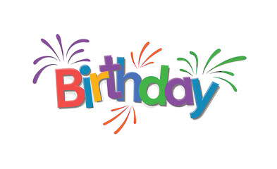 Vibrant Birthday Celebration with Colorful Letters and Fireworks