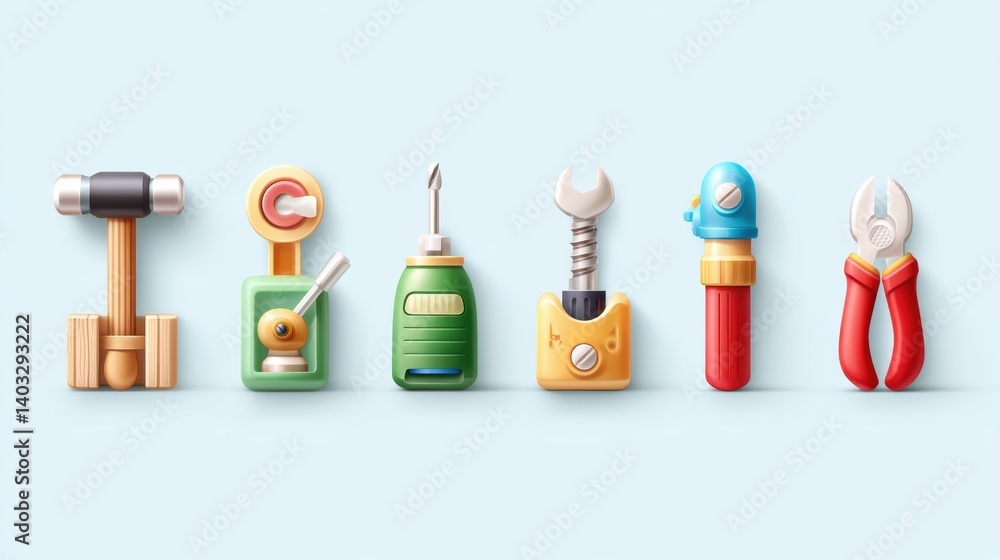 Poster engineering tool icon set concept. set of engineering tool icons