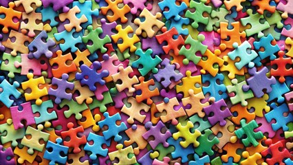 Fototapeta premium Colorful puzzle pieces coming together to form a vibrant mosaic with each piece unique and individual , uniqueness, individuality