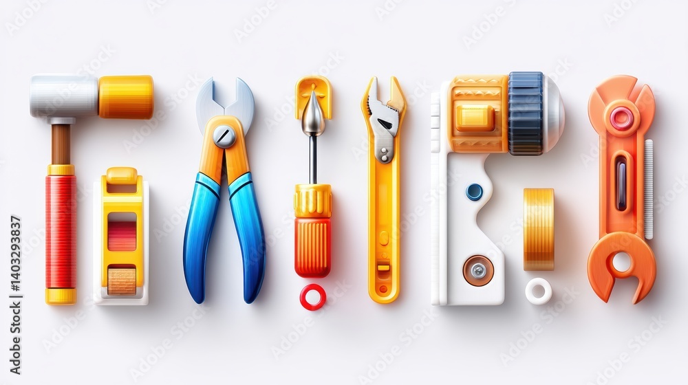 Poster engineering tool icon set concept. set of modern engineering tool icons