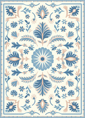 Intricate Floral Patterned Carpet in Soft Colors