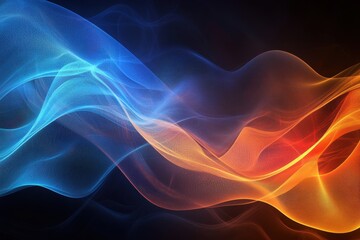 Obraz premium Abstract composition showing waves of blue and orange colors