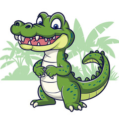 Obraz premium Cheerful Cartoon Alligator with Bright Colors and Grin