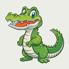Fototapeta premium Cheerful Cartoon Alligator with Bright Colors and Grin
