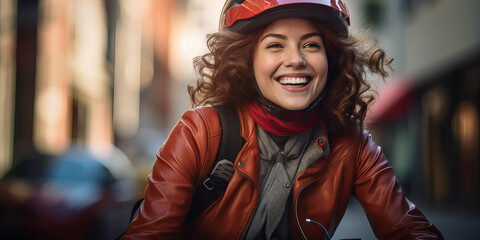 Fototapeta premium Smiling cyclist on the move...