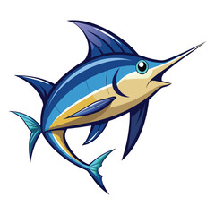 Obraz premium Hand drawn swordfish cartoon illustration