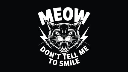 Fototapeta premium Fierce Cat Illustration with Lightning and Bold Text