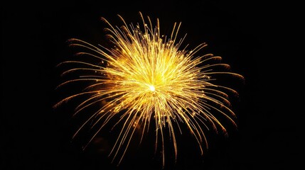 Obraz premium Golden fireworks explode in night sky, celebration background