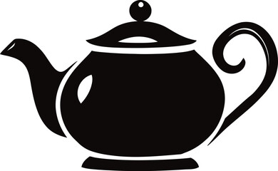 Classic Black Teapot Vector Illustration with Elegant Silhouette – Minimalist Kitchen Art for Design Projects