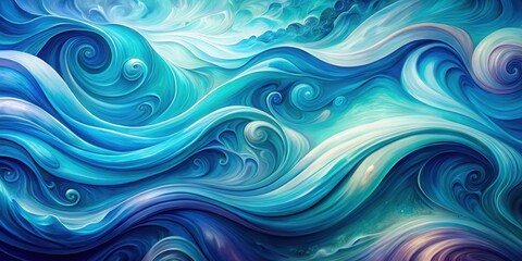 Obraz premium Oceanic swirls of indigo and turquoise hues blending into an abstract gradient