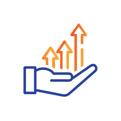 Growth and Success Icon with Rising Arrows in Hand

