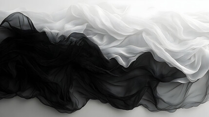 Obraz premium Elegant flowing fabric draped in black and white, creating a soft texture, ideal for fashion photography
