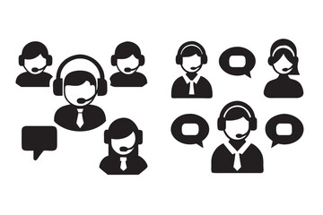 Modern Call Center with AI Tools – Customer Service Vector Set