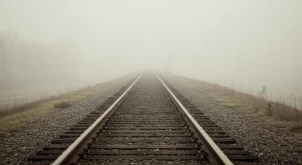 Fototapeta premium Train Tracks In The Fog Wallpaper