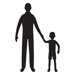  Father and Son Holding Hands Silhouette, silhouette image Father holding the young boy on hands vector illustration