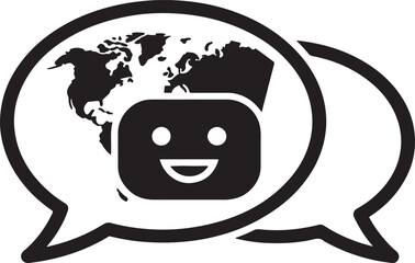 World Emoji day icon, Emoji clip art, line art silhouette art, Talk Emoji, illustration, using solid black color and white background