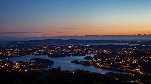 Epic Timelapse of Sunset Over Bergen's Norwegian Skyline