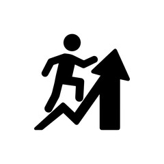 Rising Arrow Indicating Progress with Human Figure Climbing Icon