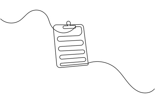 Clipboard with a checklist continuous one line drawing and minimalist style isolate outline vector icon