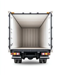 a covered cargo truck clipart, secured transport load, clean vector design, isolated on white background