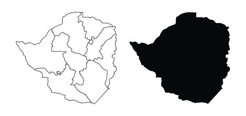 Zimbabwe Set Flag Black Outlines