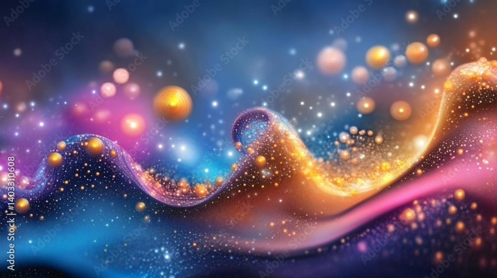 Canvas Prints a vibrant abstract fractal design with swirling colors and glistening particles.