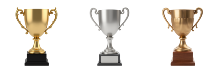 Golden trophy silver trophy bronze trophy awards achievement competition victory recognition celebration success