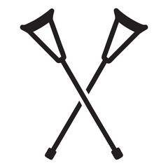  Crossed Crutches Medical Aid Icon, silhouette crossed crutch icon, vector illustration