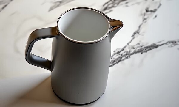 Empty gray pitcher on marble surface