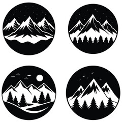 Obraz premium Summit Vector Silhouetted Bundle Set Collection