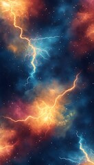 Fototapeta premium Cosmic Lightning Storm Nebula Energy Discharge