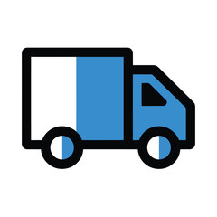 An Illustration of a Blue and White Delivery Truck Isolated on Transparent Background, Ideal for Delivery Services and Branding