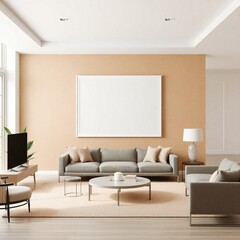 Modern living room with large window and minimal design in a bright apartment