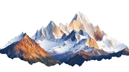 Snowy Mountain Range with Golden Peaks