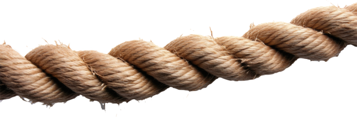 Close-up coiled rope on transparent background 