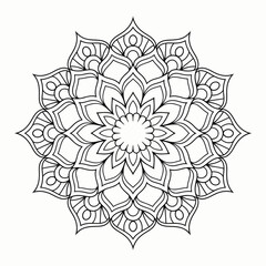 Classic Mandala Artwork with Black Outlines Isolated on Transparent Background for Art and Design