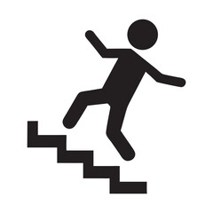 Person Falling Down Stairs Symbol, Warning sign - risk of falling of the stairs vector