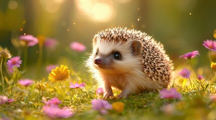 Adorable Hedgehog in a Sunlit Meadow