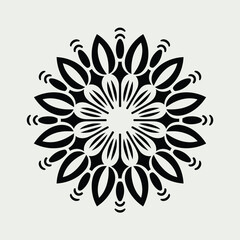 A Simple Yet Elegant Mandala Art with Bold Black Strokes Isolated on Transparent Background, Ideal for Relaxation and Mindfulness