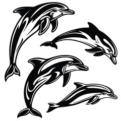 Naklejka premium set-of-dolphin-silhouette-vector-image- (17).eps