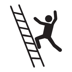 Person Falling Off Ladder Hazard Symbol, Pictograms of caution against falling, people falling from ladders, safety signs, dangers, and warnings, Vector Illustration © Jahida