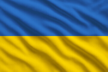 Waving flag of Ukraine, Ukrainian flag blowing in the wind, full frame smooth fold