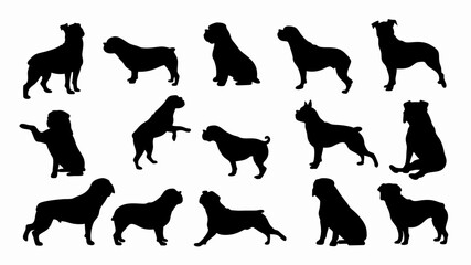 set of french bulldog silhouette vector