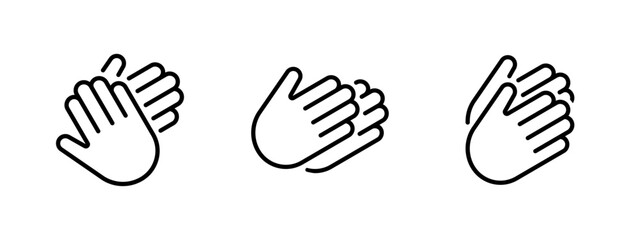 Clapping hands icon set. Applause symbol. Clap, victory gesture, applause. Vector illustration.