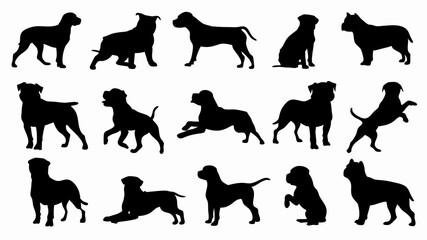 set of french bulldog silhouette vector
