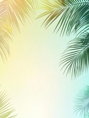 Fototapeta premium Tropical Palm Leaves Frame on Gradient Background for Summer Vibes