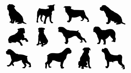 set of french bulldog silhouette vector
