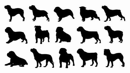 set of french bulldog silhouette vector