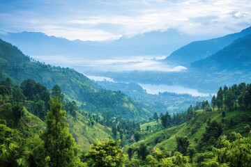 Fototapeta premium Lush Mountain Valley Panorama
